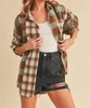 noelle flannel shirt in brown/sage