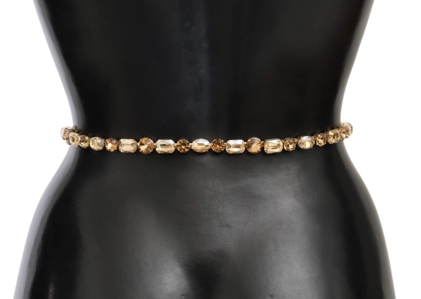 Crystal Embellished Belt s White with Champagne Crystals