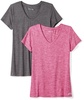 Amazon Essentials Women's Tech Stretch Short-Sleeve V-Neck T-Shirt (Available in Plus Size), Pack of 2