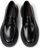 Black leather loafers for men