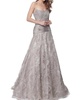 strapless embellished a line evening gown in taupe