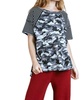 camo & striped top in grey
