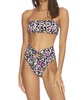 kelsey bikini top in floral leopard