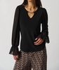 ruffle sleeve top in black