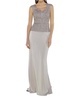 scoop straight prom dress in silver/nude