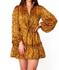 grace long sleeve short dress in snake charmer