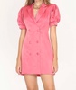 double-breasted satin blazer mini dress in pink rose