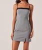 tailored lace trim mini dress in grey