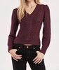 thalia v-neck long sleeve sparkle sweater in blackberry