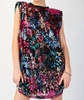 sleeveless allover sequins dress in magenta rose