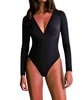 les open back bodysuit in black