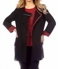 double welt sweater jacket in black/red