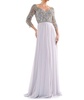 beaded applique chiffon dress in silver