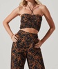 allene ruched halter top in black/rust print