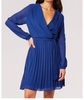 blue chiffon wrap dress in cobalt