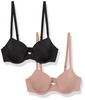 Amazon Essentials Women's Demi Cup Microfiber Bra with Adjustable Straps, Pack of 2