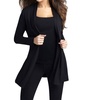 draped long cardigan in black