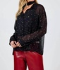 starry eyes blouse with neck tie in black gold