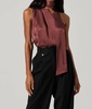 partia scarf detail asymmetric top in mulberrycolor