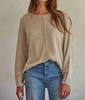knit sweater lurex ribbed pullover in taupe