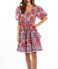 belinda dress in blue/red flowers