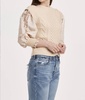 natasha embroidered puff sleeve top in sugar cookie
