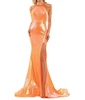 halter beaded prom gown in orange