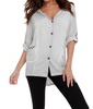 hooded polka dot button cardigan in light gray