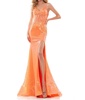 sequin lace high slit mermaid gown in orange