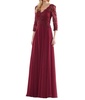 quarter sleeve scalloped lace gown in wine