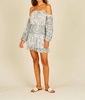 off the shoulder mixed dress in animal print