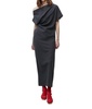 abito soft assymetric maxi dress in anthracite