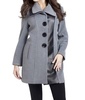 faux leather accent car coat in gray/black
