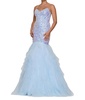 sequin mermaid prom dress in light blue