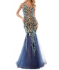 one shoulder mermaid evening dress in navy