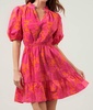 marissa mini poplin dress in orange-pink-multi