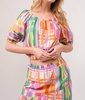 puff sleeve geo crop in multi