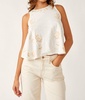 fun and flirty embroidery top in ivory combo