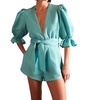 vintage orchid solid playsuit in turquoise
