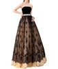 floor length prom dress in black-nude