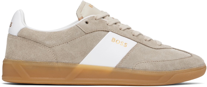 Beige Suede Lace-Up Sneakers