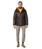 Andrew Marc Men's Short Fabric Blocked Parka with a Sherpa Lined Harrigan Hooded Cuff Tab with Adjustable Snap