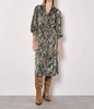 snakeskin print satin shirt midi dress in khaki