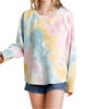 raglan sleeve raw edged top in multi