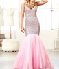 glittering mermaid prom dress in baby pink