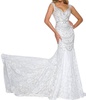 crystal draped lace mermaid gown in ivory