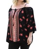 floral twin print cold shoulder top - plus in black