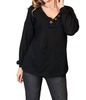 buttoned long sleeve blouse in black