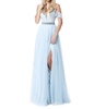 deep v-sweetheart wedding dress in light blue