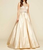 beaded illusion halterneck ball gown in gold